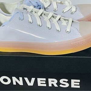 NEW Converse White and Light Blue Sneakers with Translucent Sole